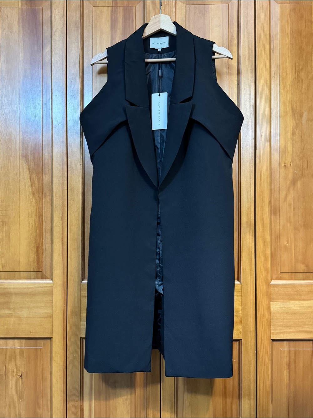 NWT Lavish Alice Black Longline Sleeveless Blazer Vest UK 10 / US 6